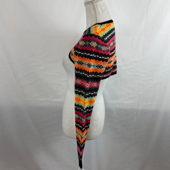 Maeve by Anthropologie Cropped Layer Sweater S Long Sleeve Black Yellow Orange - Picture 6 of 11